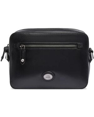 The Bridge Zip-Front Leather Messenger Bag - Black