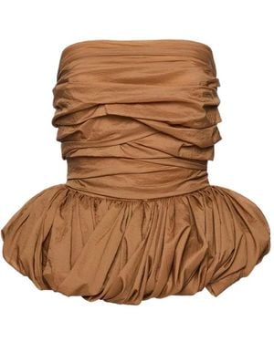 Magda Butrym Ruched Peplum Top - Brown