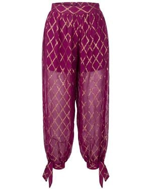 Taller Marmo Giuni Diamond-Pattern Silk Pants - Purple