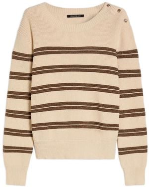 Pennyblack Button-Detail Striped Jumper - Natural