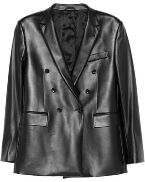 Reveres 1949 Double-Breasted Leather Jacket - Black