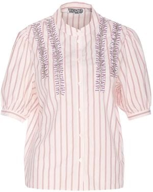 Essentiel Antwerp Ruffled Striped Shirt - Pink
