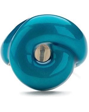 Bea Bongiasca Silver Tarallo enamel ring - Blau