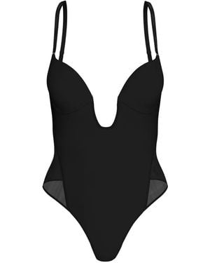 Calvin Klein Body Met Mesh Vlak En Watervalhals - Zwart