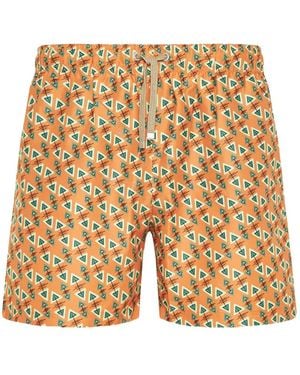 Benibeca Tripuri Geometric-Print Swim Shorts - Natural