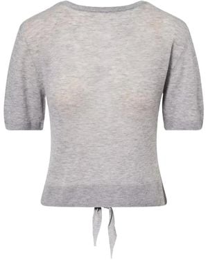 Ganni Open-Back Tie-Fastening Blouse - Gray
