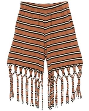 Nanushka Short Rayé Analu À Franges - White