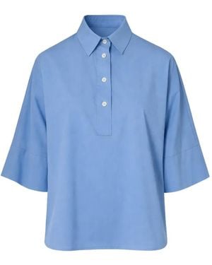 Gran Sasso Collared Short-Sleeve Polo Top - Blue