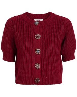 Cinq À Sept Rita Baroque Embellished Cardigan - Red
