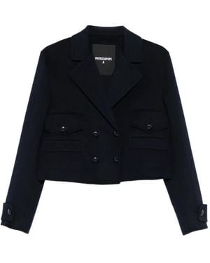Patrizia Pepe Double-Breasted Flap-Pocket Jacket - Black