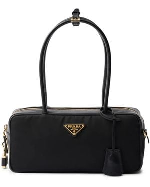 Prada Re-nylon レザーハンドバッグ S - ブラック