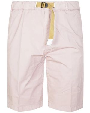 White Sand Belted Bermuda Shorts - Pink