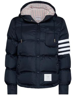 Thom Browne Shiny Ripstop Lightweight Down Filled 4-Bar Jacket - Blue