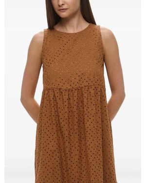 Marella Eyelet-Embroidered Tiered Dress - Brown