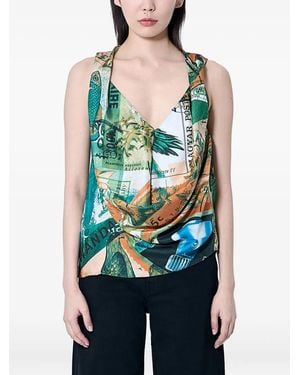 Kiko Kostadinov Printed draped silk blouse - Blau