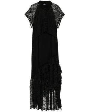 Limi Feu Vestido Con Volantes Y Panel De Encaje - Negro