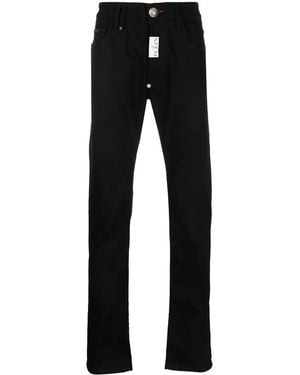 Philipp Plein Embroidered-Logo Straight-Leg Jeans - Black