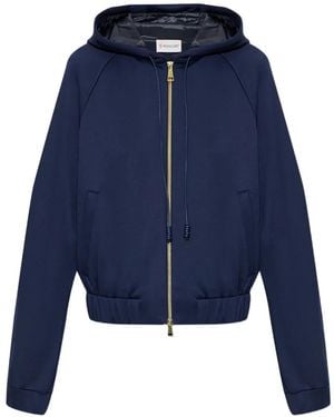 Moncler Logo-Patch Zip-Up Hoodie - Blue