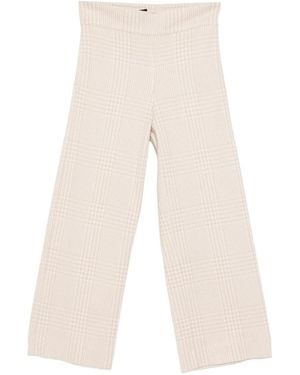 D.exterior Check-Pattern Trousers - Natural