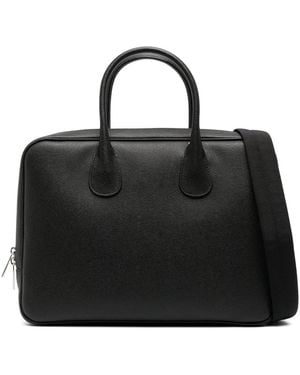 Valextra Grained-Texture Leather Laptop Bag - Black