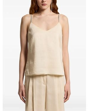 Peserico Embellished Straps Sleeveless Top - Natural