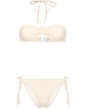 Lisa Marie Fernandez Bikini Tipo Bandeau De Tejido Seersucker - Blanco
