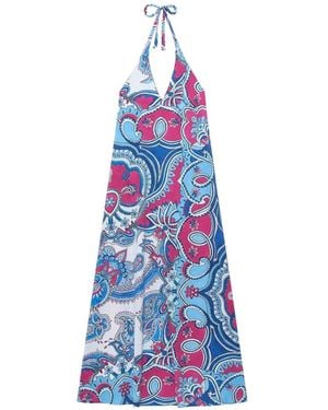 Maliparmi Hippie Lotus Paisley-Print Maxi Dress - White