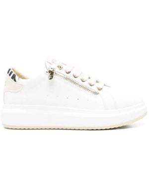 Keys Zip-Detail Leather Sneakers - White