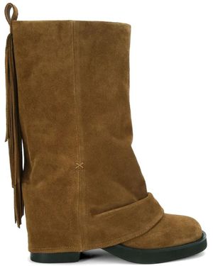 Kurt Geiger Fringe Gaiter Biker Boots - Green