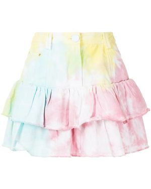 LoveShackFancy Landen Tie-Dye Tiered Mini Skirt - Multicolour