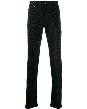 Saint Laurent Zebra Printed Skinny Jeans - Black