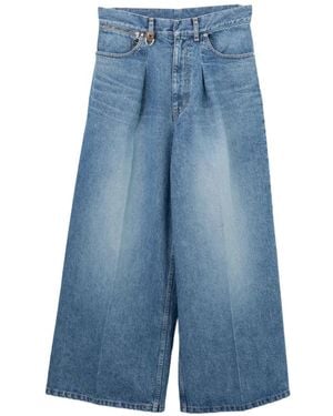 Toga Jean Ample À Design Plissé - Blue