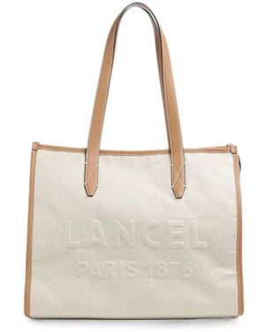 Lancel Jour De Leather-Trim Canvas Tote Bag - Natural