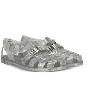 Moschino Logo-Plaque Sandals - Gray