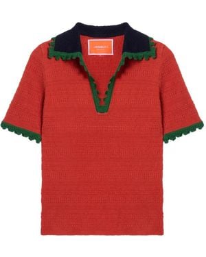 La DoubleJ Scalloped Knitted Top - Red