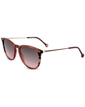 Carolina Herrera Tortoiseshell-Effect Round-Frame Sunglasses - Multicolour