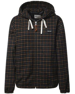 Miu Miu Check-Pattern Hooded Jacket - Black