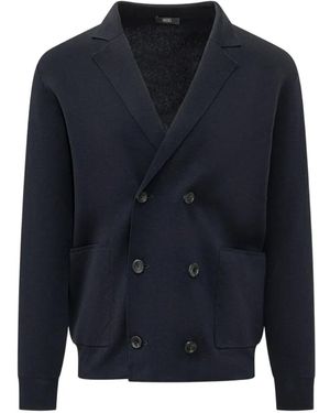 Hōsio Double-Breasted Patch-Pocket Blazer - Blue