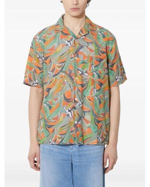 Corridor NYC Leaf-Print Short-Sleeve Shirt - Blue