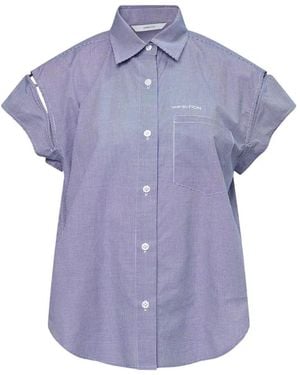 Pushbutton Check Wire-Sleeve Shirt - Purple