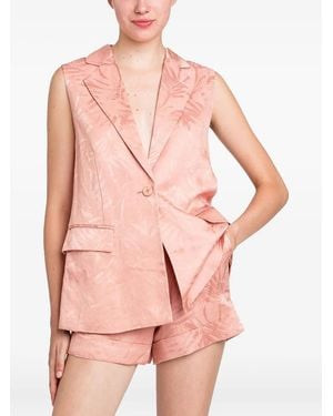 Twinset Leaf-Print Single-Breasted Waistcoat - Pink