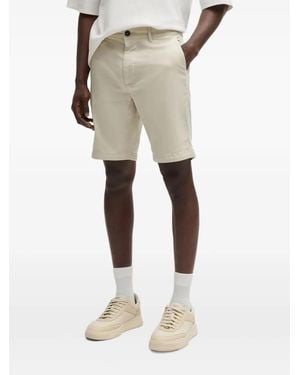 BOSS Zip-Fly Flat-Front Shorts - Natural