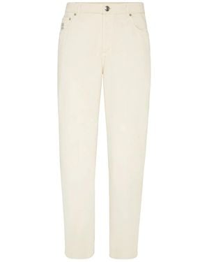 Brunello Cucinelli Garment-Dyed Pants - White