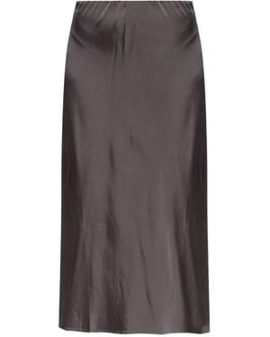 Munthe Satin-Finish Midi Skirt - Grey