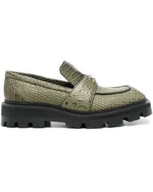 GmbH Embossed Crocodile-Effect Slip-On Loafers - Green