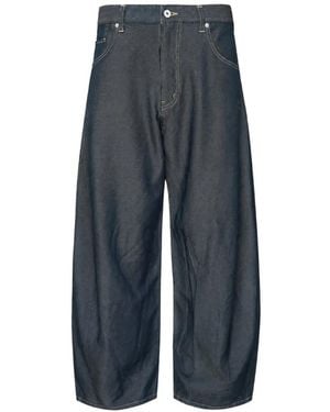 Comme des Garçons Contrast-Stitch Wide-Leg Pants - Blue