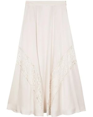Lorena Antoniazzi Falda midi con detalle de encaje - Blanco