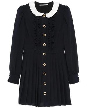 Alessandra Rich Ruffled Pleated Mini Dress - Black