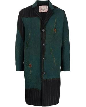 By Walid Patchwork Button-Up Coat - Green