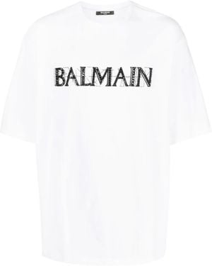 Balmain ビジューロゴ Tシャツ - ホワイト